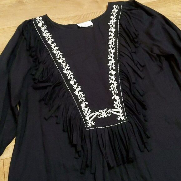 My Sunday Morning ZAKARI embroidered dress with fringes oversized boho 2/S-M - Picture 5 of 8